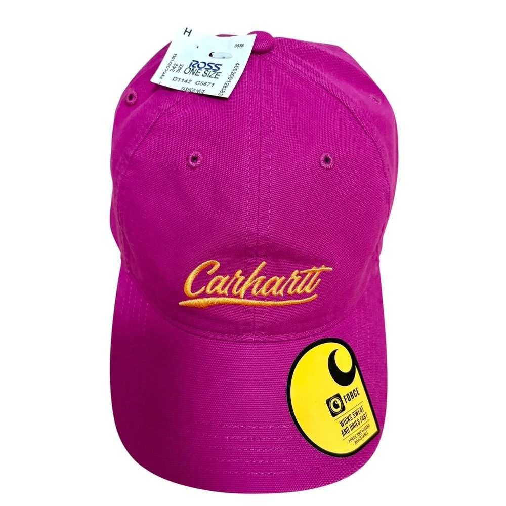 NWT Carhartt Force Canvas Script Graphic Baseball Cap Hat Magenta Agate OS